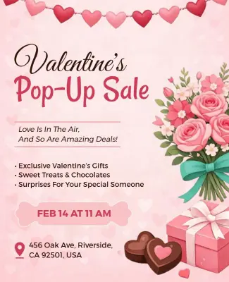 Valentine's Day Pop-up Sale Event Flyer Template
