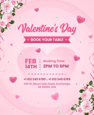 Valentines Day Romantic Dining Event Flyer Template