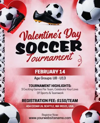 Valentine's Day Soccer Tournament Flyer Template
