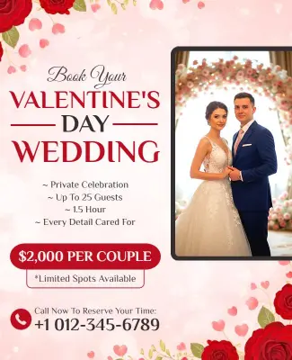 Valentine's Day Wedding Celebration Flyer Template