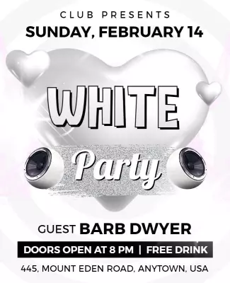 Valentines Day White Party Event Flyer Template