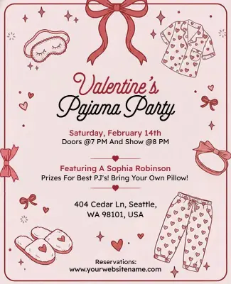 Valentine's Pajama Party Event Flyer Template