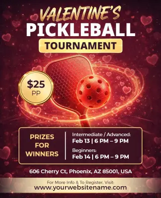Valentine's Pickleball Tournament Event Flyer Template