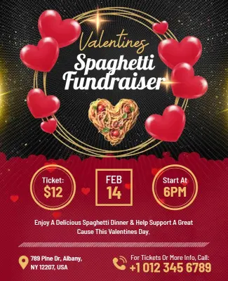 Valentines Spaghetti Dinner Fundraiser Flyer Template