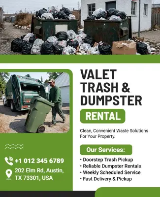 Valet Trash and Dumpster Rental Service Flyer Template