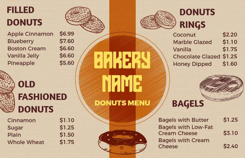 Variety of Donut Menu Template
