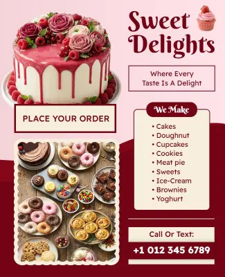 Variety of Sweet Delights Bakery Poster Template