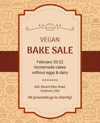 Vegan Bake Sale Charity Event Flyer Template