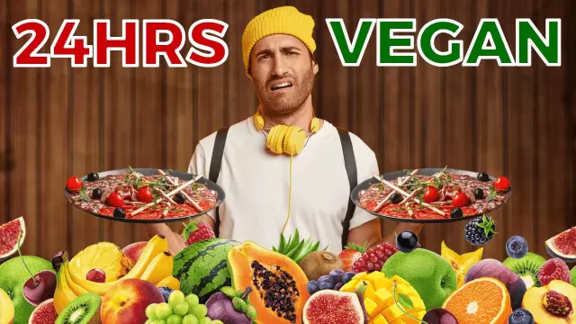 Vegan Food Challenge 24 Hours YouTube Thumbnail Template