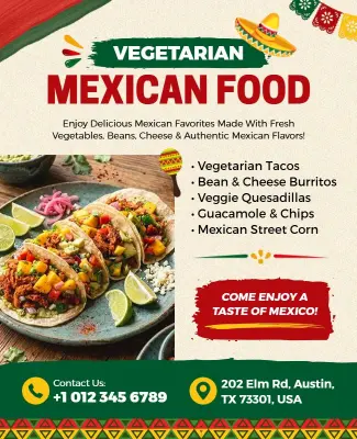 Vegetarian Mexican Cuisine Promotional Flyer Template