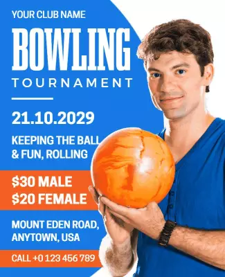Verdun Green and White Tournament Bowling Flyer Template
