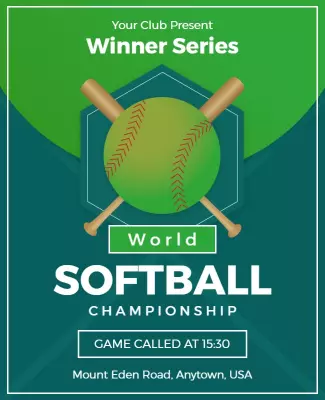 Verdun Green Softball Game Flyer Template