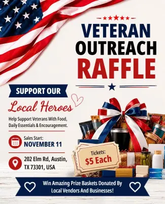 Veteran Outreach Raffle Event Flyer Template