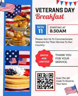 Veterans Day Breakfast Celebration Flyer Template