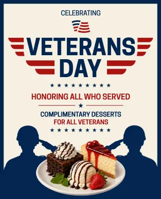 Veterans Day Celebration Complimentary Desserts Poster Template