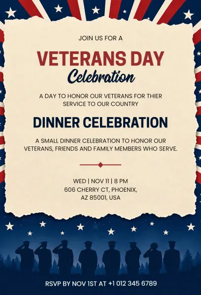 Veterans Day Celebration Dinner Invitation Template