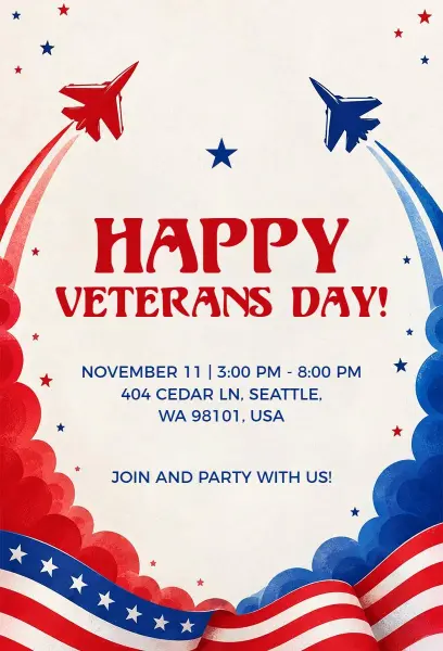Veterans Day Celebration Event Invitation Template