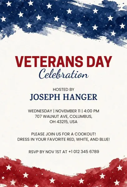 Veterans Day Cookout Celebration Invitation Template