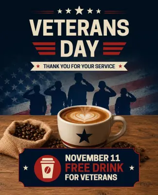 Veterans Day Free Coffee Offer Poster Template
