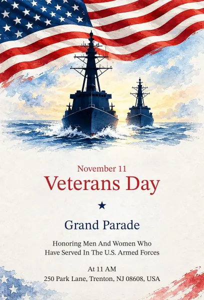 Veterans Day Grand Parade Invitation Template