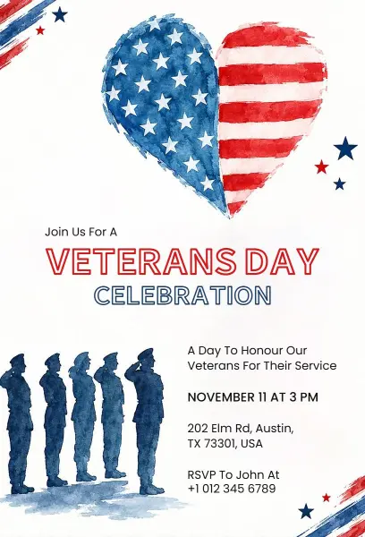 Veterans Day Honor Celebration Festival Invitation Template