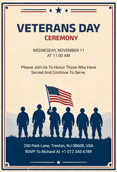 Veterans Day Honor Ceremony Invitation Template