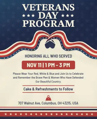 Veterans Day Program Celebration Event Flyer Template