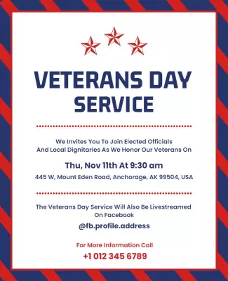 Veterans Day Service Commemoration Flyer Template