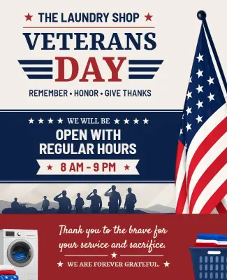 Veterans Day Tribute Laundry Shop Poster Template