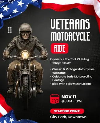 Veterans Motorcycle Ride Event Flyer Template