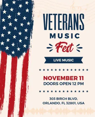 Veterans Music Fest Celebration Poster Template