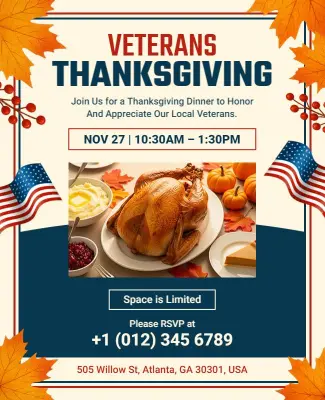 Veterans Thanksgiving Dinner Event Flyer Template