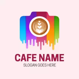 Vibrant 3D Coffee Art Design for Cafe Branding Logo Template