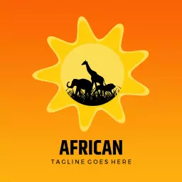 Vibrant African Sunset Featuring Silhouetted Wildlife Logo Template