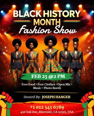 Vibrant Afrocentric Black History Month Fashion Show Flyer Template