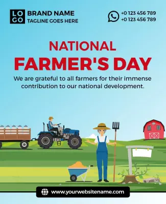Vibrant Agricultural Theme for National Farmer's Day Poster Template
