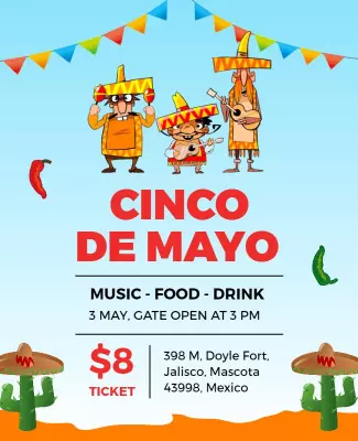 Vibrant Animated Cinco de Mayo Fiesta Music Celebration Poster Template