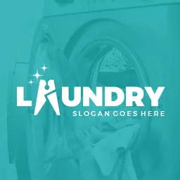 Vibrant Aqua and White Design for Laundry Services Logo Template