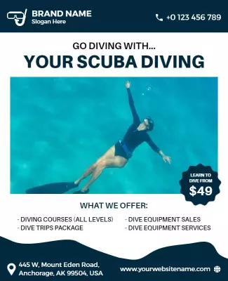 Vibrant Aqua Scuba Diving Experience Promotion Poster Template