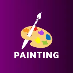Vibrant Artist Palette with Brush Showcasing Painting Techniques Logo Template