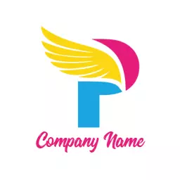 Vibrant Artistic Design Featuring Bright Colors and Wings Logo Template