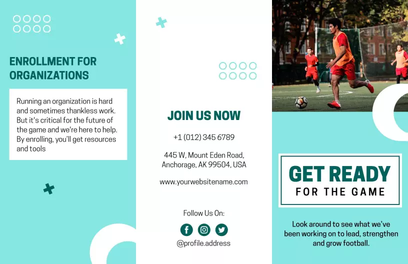 Vibrant Athletic Football Training Enrollment Brochure Template