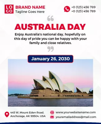 Vibrant Australian Day Celebration with Sydney Opera House Poster Template