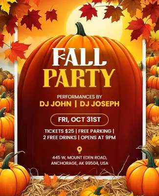 Vibrant Autumn Harvest Festival Party Poster Template