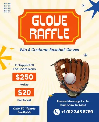 Vibrant Baseball Glove Raffle Promotion Flyer Template