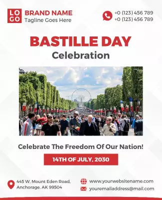 Vibrant Bastille Day Celebration Festivities Poster Template