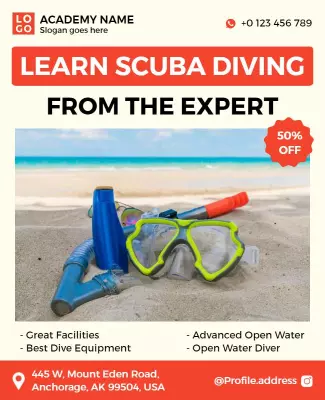 Vibrant Beach Scuba Diving Training Promotional Poster Template