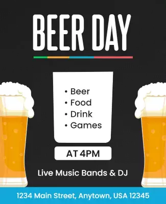 Vibrant Beer Day Celebration with Live Music Poster Template
