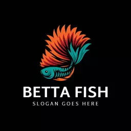 Vibrant Betta Fish Design Showcasing Colorful Aquatic Life Logo Template