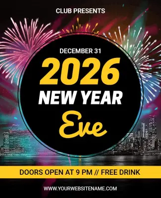 Vibrant Black and Gold New Year Celebration Flyer Template